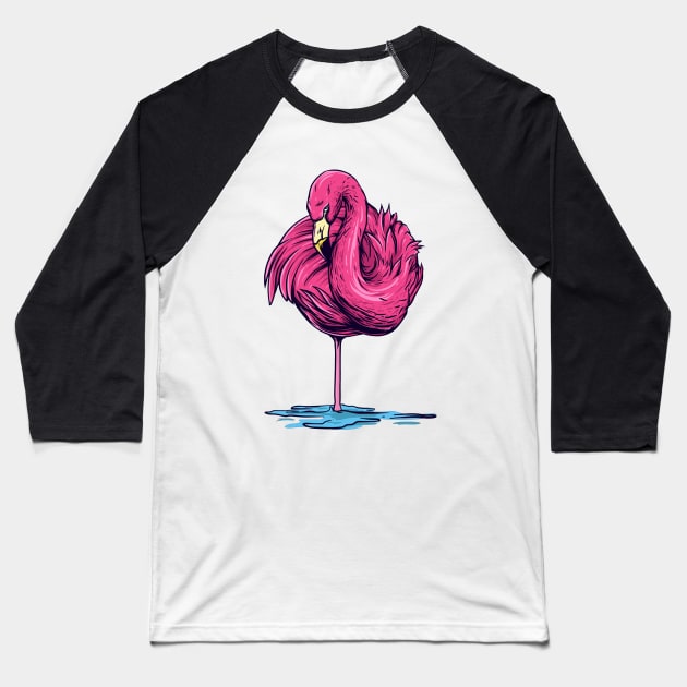 Flamingo Baseball T-Shirt by Mako Design 